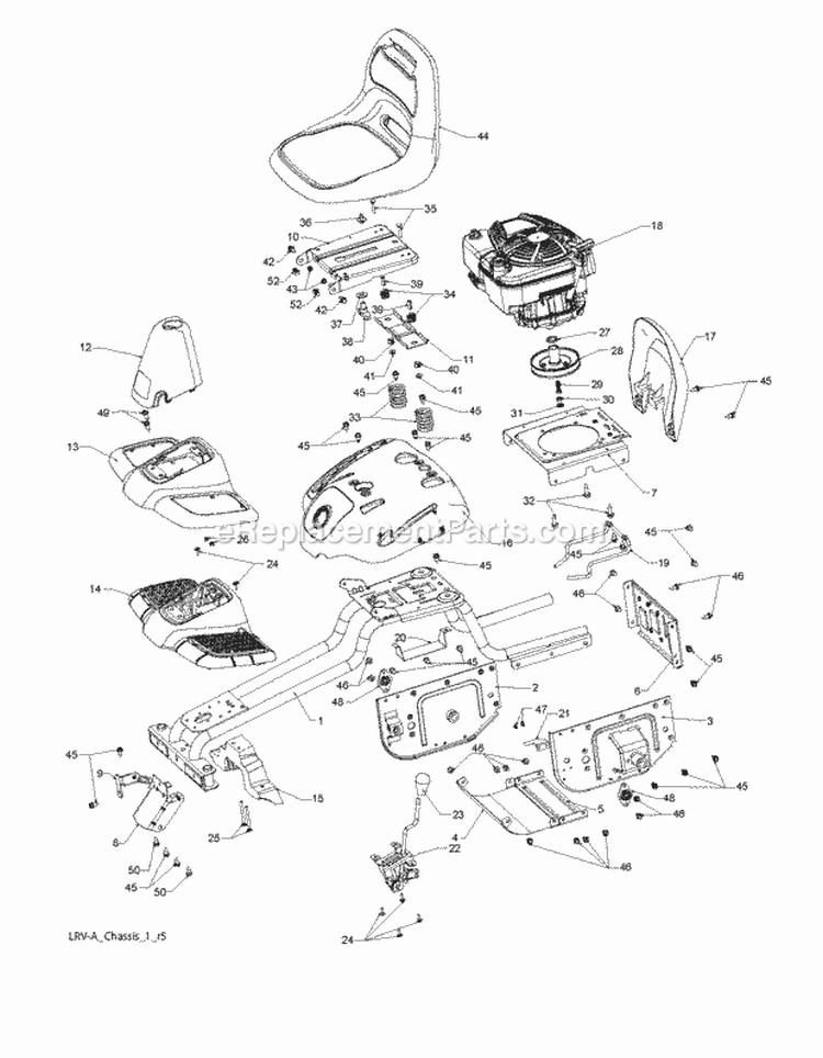 Chassis_Enclosures Diagram and Parts List for WE261 2011-10 - 96022000902 Weed Eater Lawn Tractor
